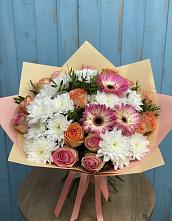 Букет цветов из:  Розы, Герберы и Хризантемы в Рамони
