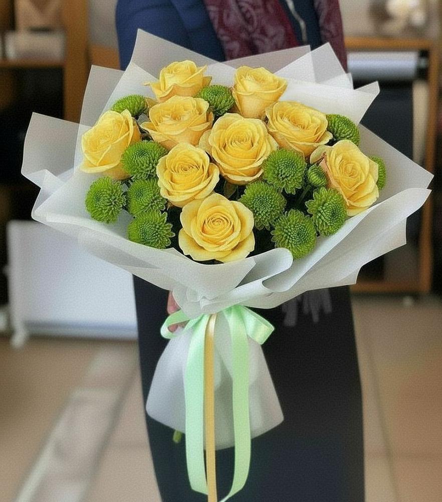 Букет цветов из: Хризантемы и Розы в Рамони