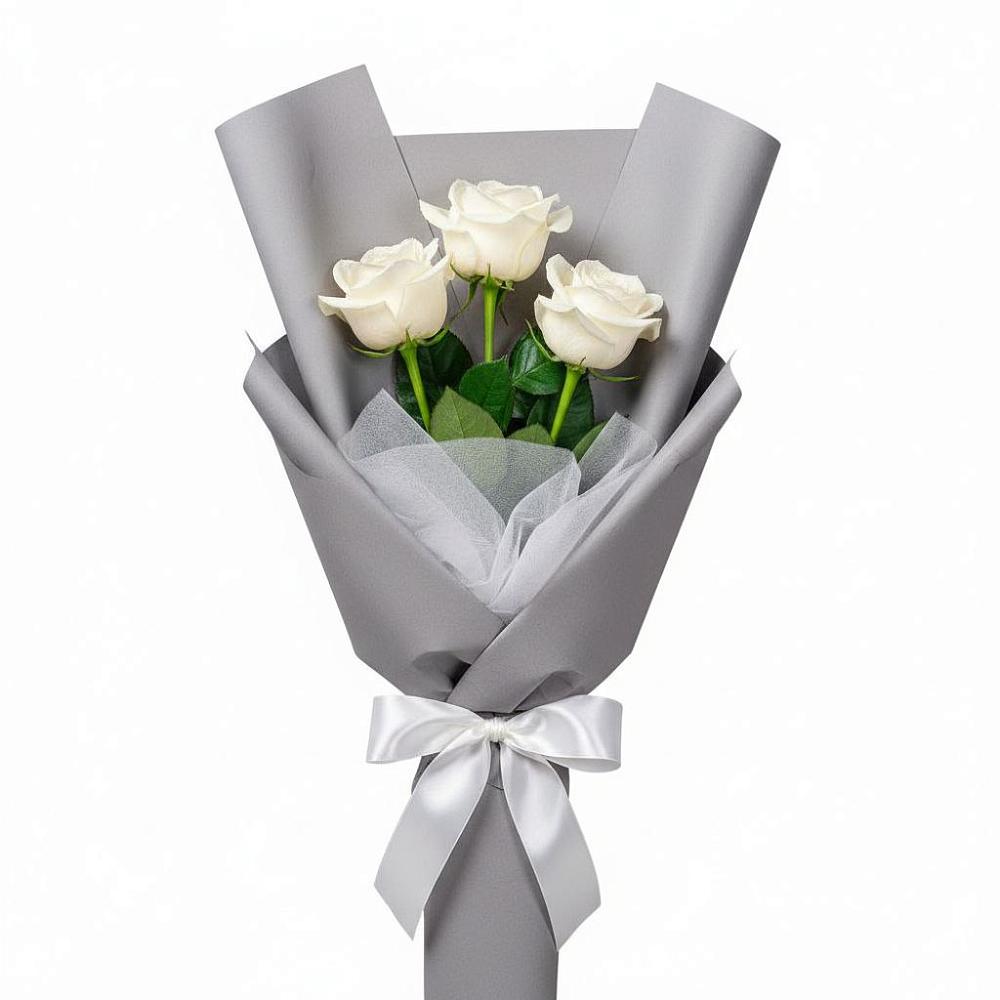 Букет 3 белые розы в Рамони