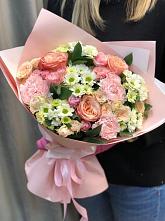 Букет нежные объятья в Рамони Букет цветов из: Гвоздики, Розы и Хризантемы в Рамони