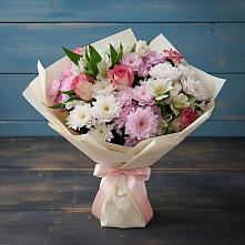 Букет цветов из:  Хризантемы, Альстромерии и Розы в Рамони