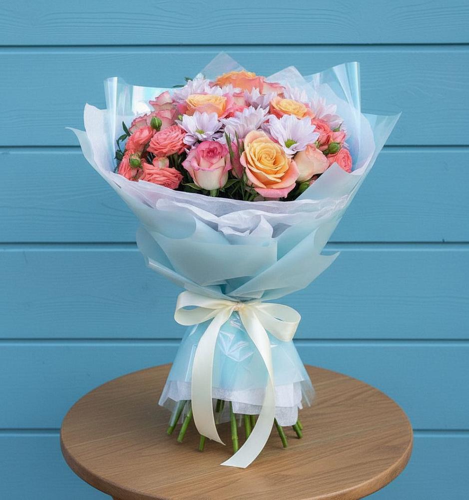 Букет цветов из: Хризантемы и Розы в Рамони