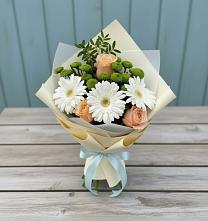 Букет цветов из:  Герберы, Розы и Хризантемы в Рамони